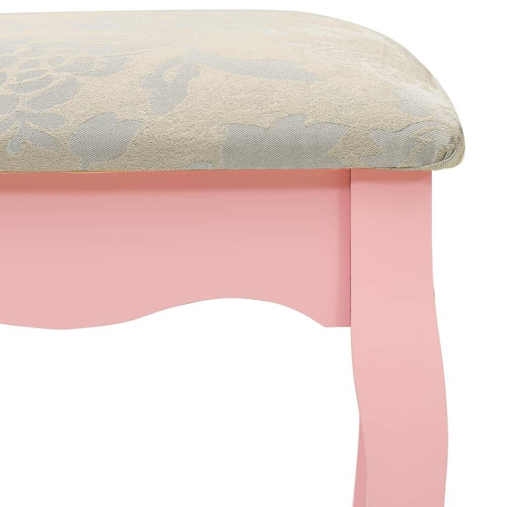 Symbolbild für Schminktisch-Set mit Hocker Rosa 100x40x146 cm Paulownia-Holz