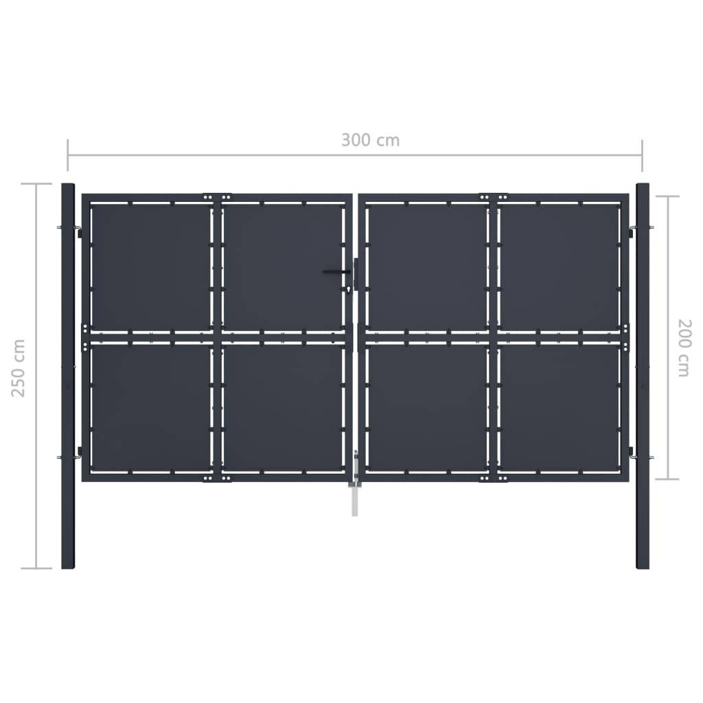 Gartentor Stahl 300×200 cm Anthrazit-4