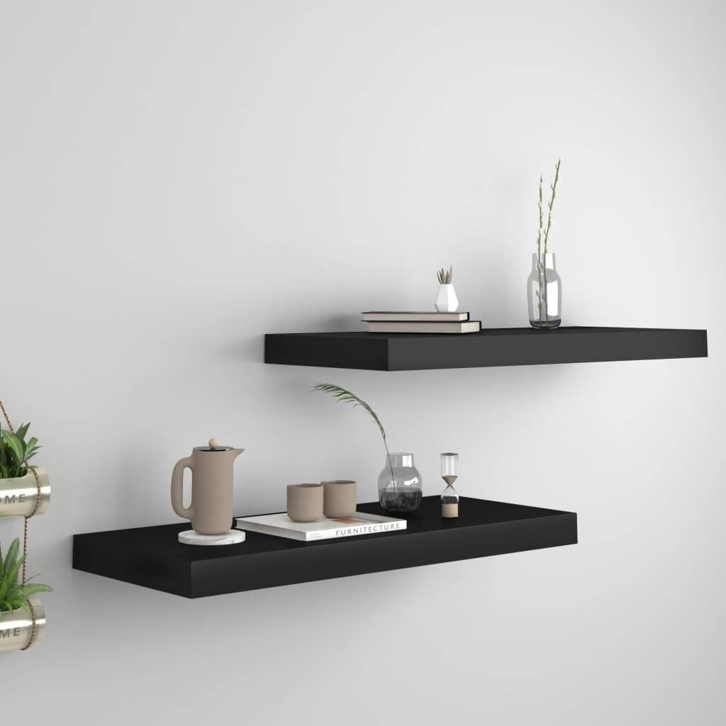 Wandregale Schwebend 2 Stk. Schwarz 60x23,5x3,8cm MDF-0