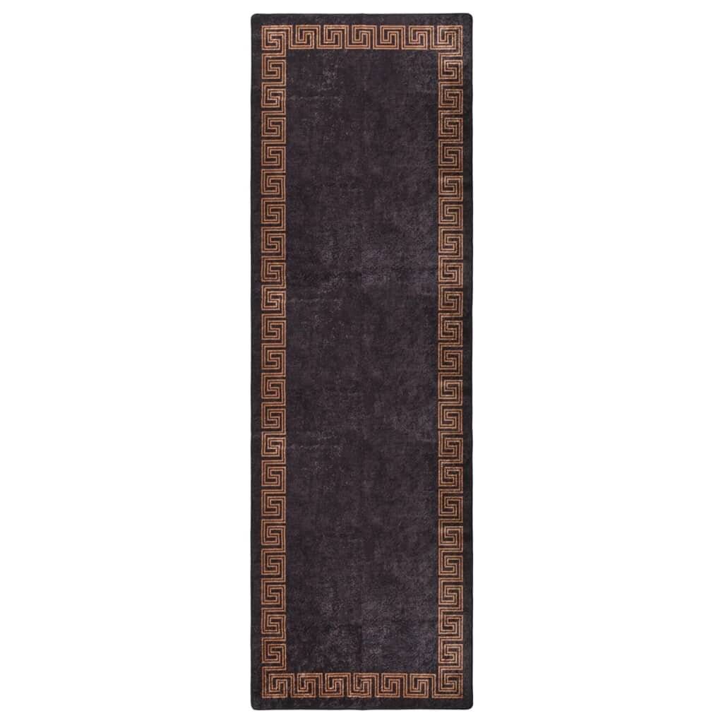 Teppich Waschbar 80x300 cm Schwarz und Golden Rutschfest-0
