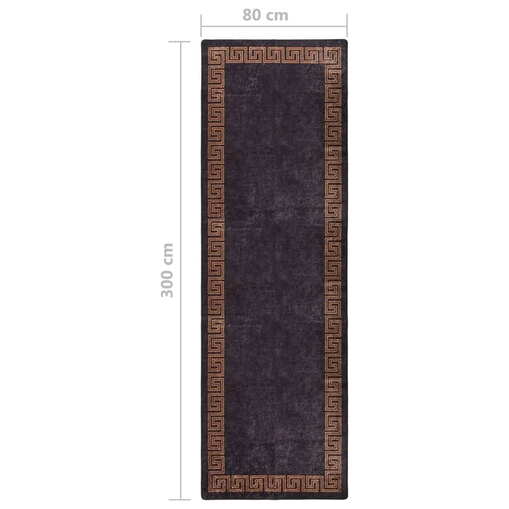 Teppich Waschbar 80x300 cm Schwarz und Golden Rutschfest-6