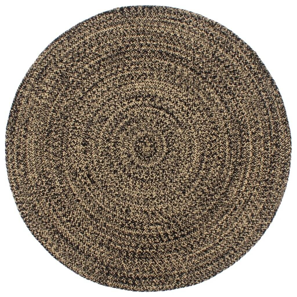 Teppich Handgefertigt Jute Schwarz und Braun 180 cm-0