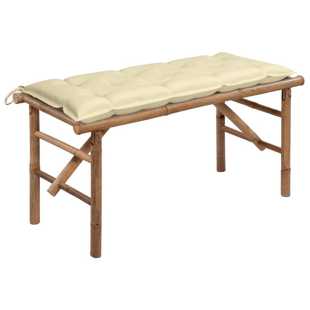 Klappbare Gartenbank mit Auflage 118 cm Bambus-0