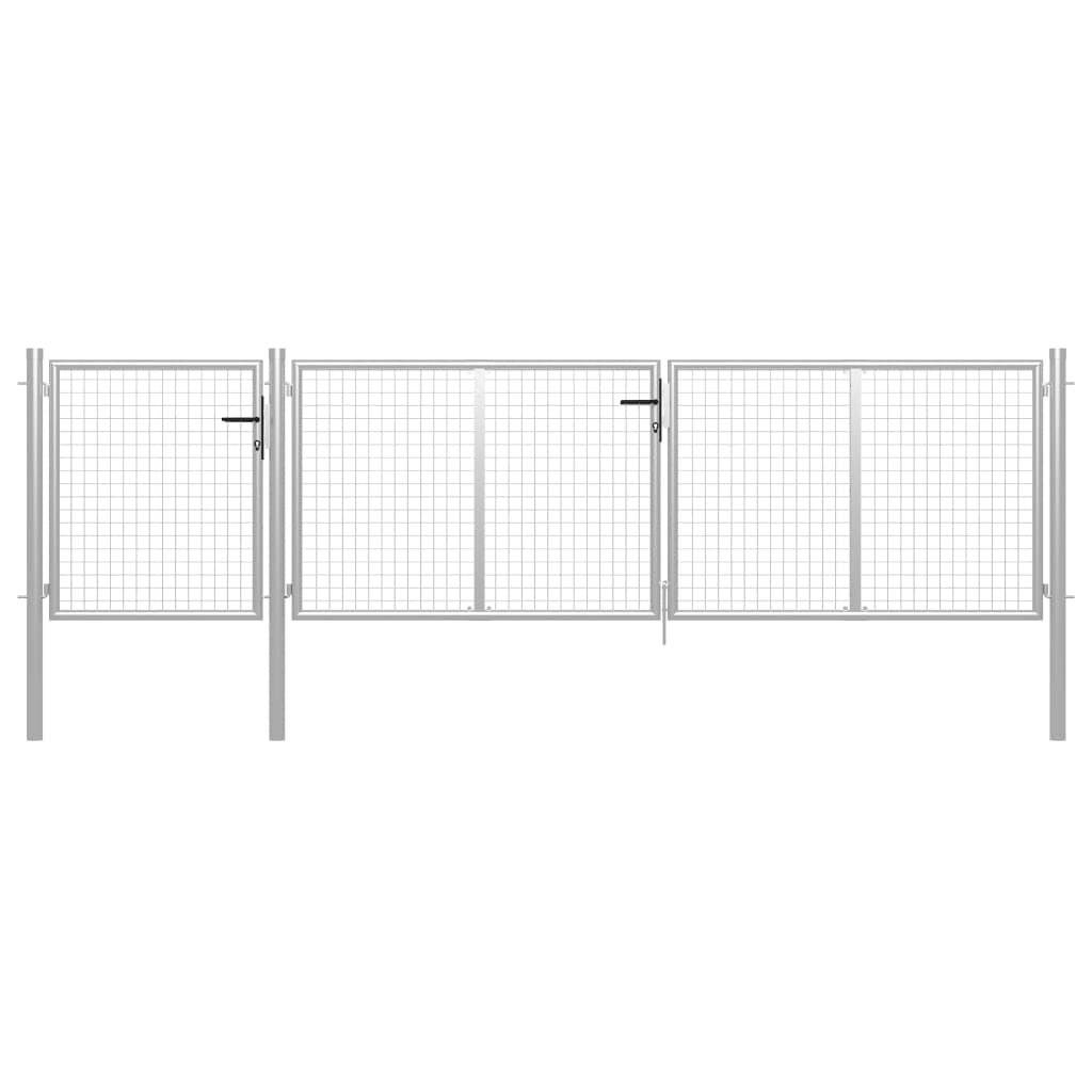Gartentor Stahl 400 x 75 cm Silbern-0