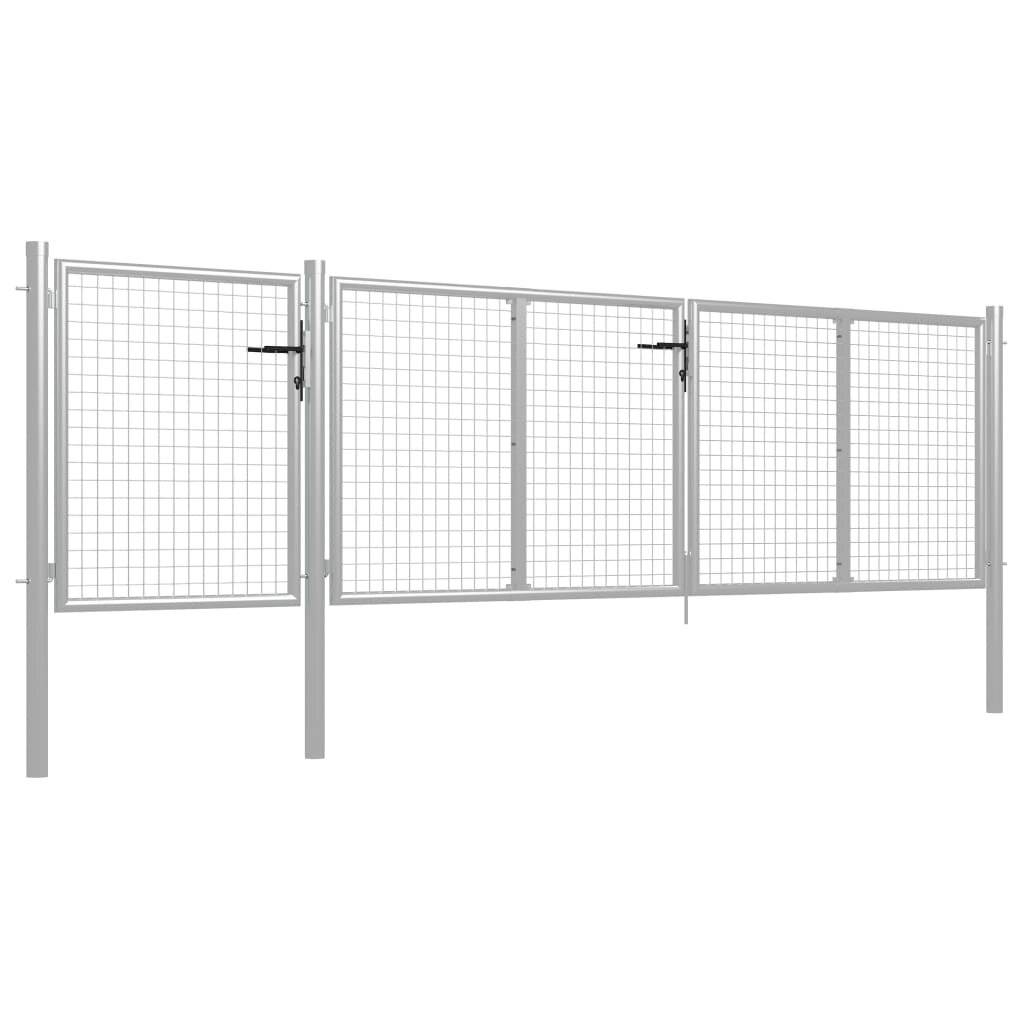 Gartentor Stahl 400 x 75 cm Silbern-3