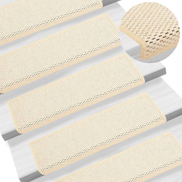Treppenmatten Selbstklebend Sisal-Optik 15 Stk. 65x25 cm Creme