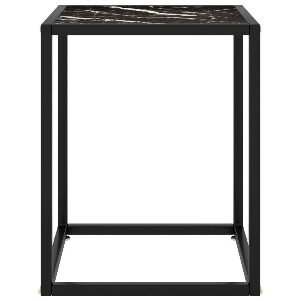 Beistelltisch Schwarz mit Glas in Marmor-Optik 40x40x50 cm-2
