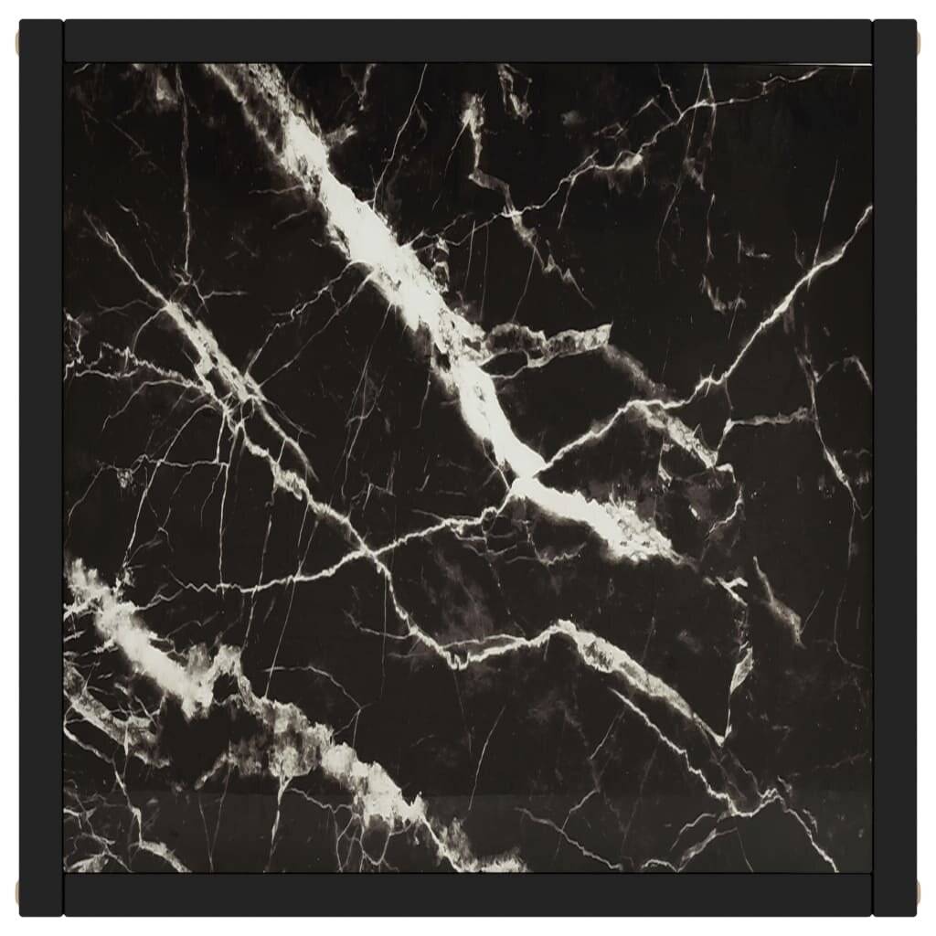 Beistelltisch Schwarz mit Glas in Marmor-Optik 40x40x50 cm-3