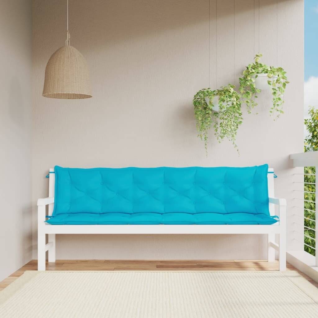 Gartenbank-Auflagen 2 Stk. Türkis 200x50x7 cm Stoff-0