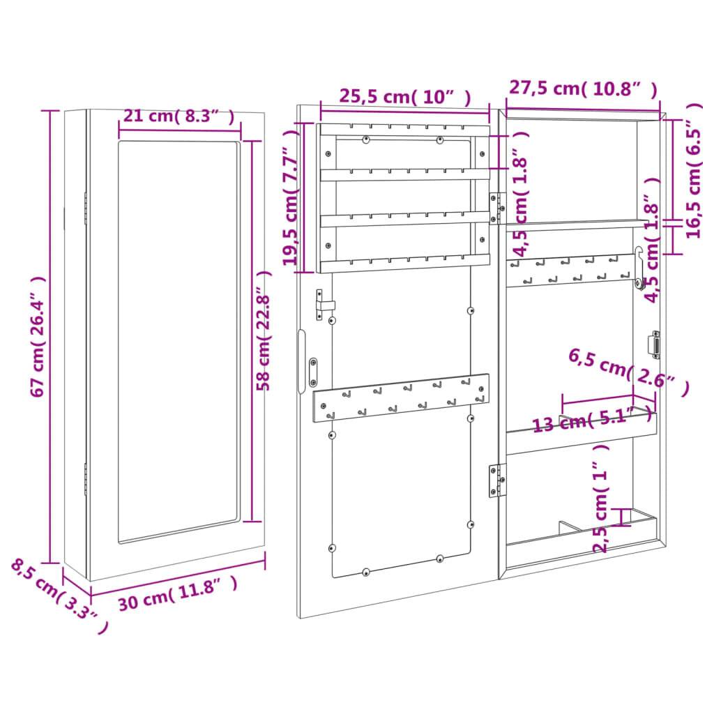 Symbolbild für Schmuckschrank mit Spiegel Wandmontage 30x8,5x67 cm