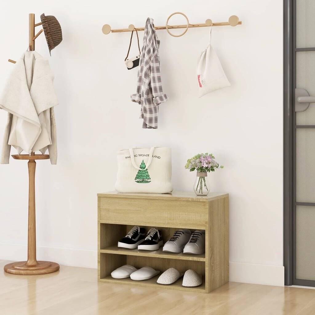 Schuhbank Sonoma-Eiche 60x30x45 cm Holzwerkstoff-0