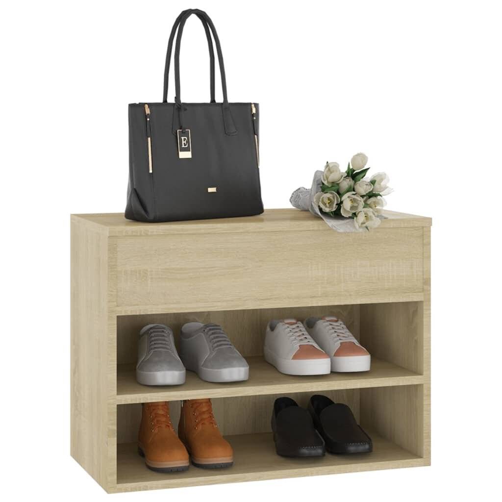 Schuhbank Sonoma-Eiche 60x30x45 cm Holzwerkstoff-3