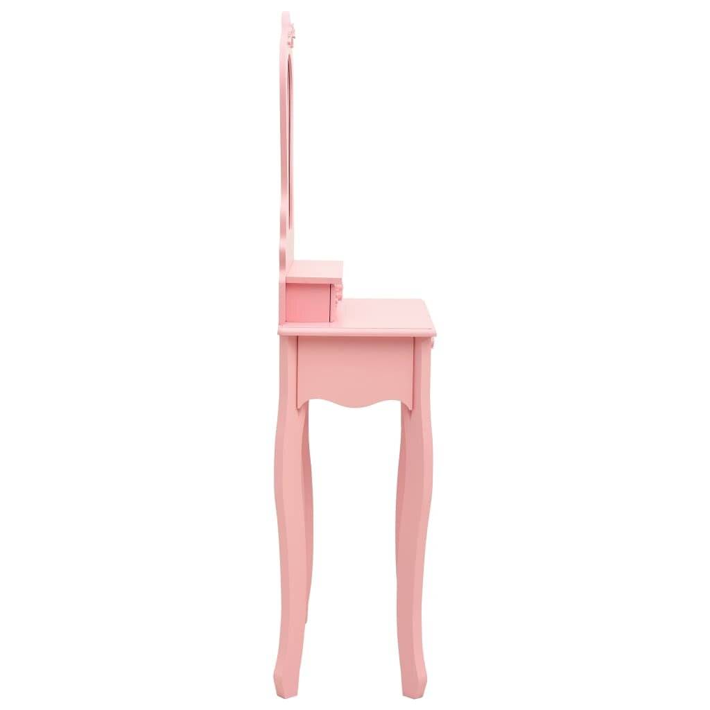 Schminktisch-Set mit Hocker Rosa 50x59x136 cm Paulownia-Holz-4