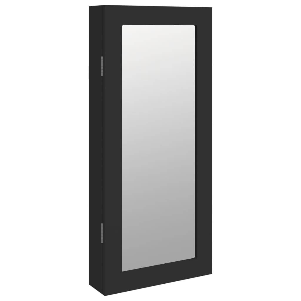 Schmuckschrank mit Spiegel Wandmontage Schwarz 30x8,5x67 cm-1