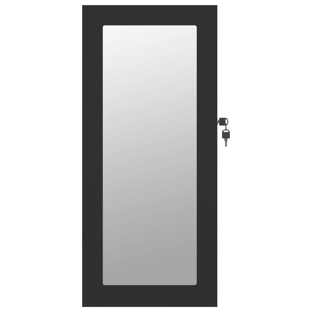 Schmuckschrank mit Spiegel Wandmontage Schwarz 30x8,5x67 cm-3