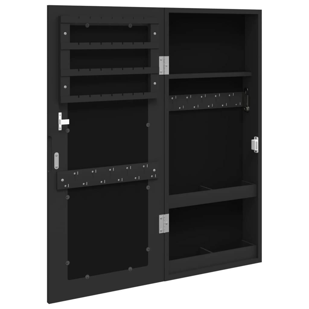 Schmuckschrank mit Spiegel Wandmontage Schwarz 30x8,5x67 cm-4