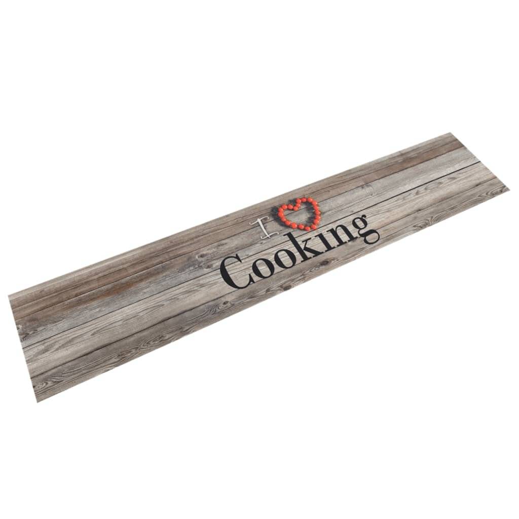 Küchenteppich Waschbar Cooking Grau 60x300 cm Samt-0