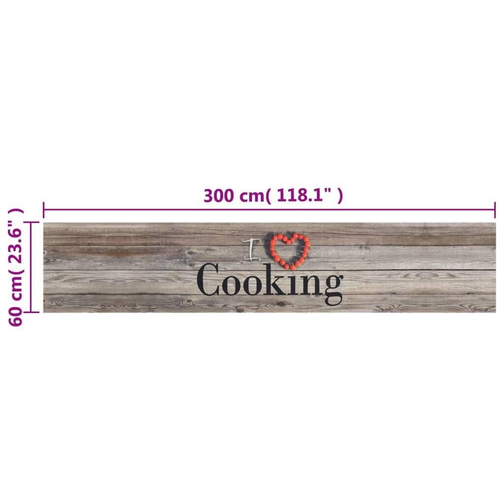 Küchenteppich Waschbar Cooking Grau 60x300 cm Samt-4
