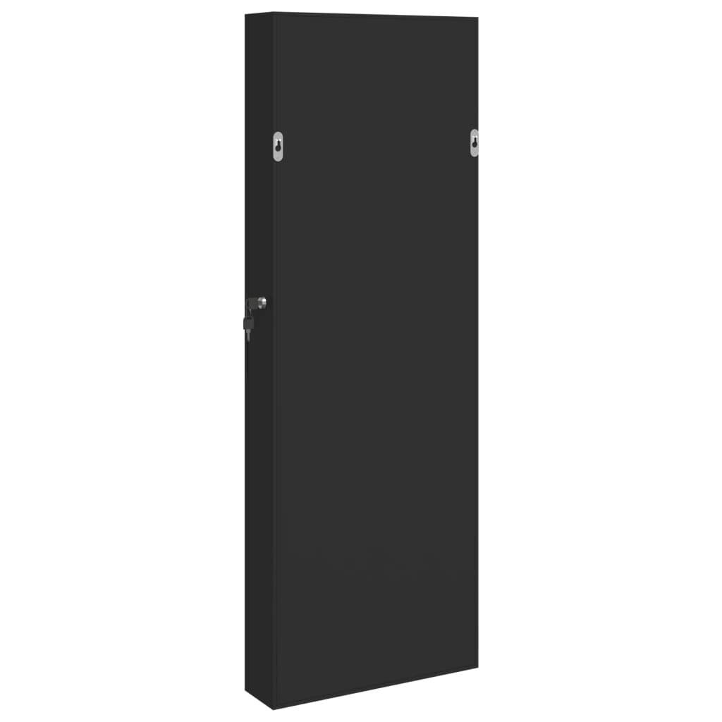 Schmuckschrank mit Spiegel Wandmontage Schwarz 37,5x10x106 cm-6