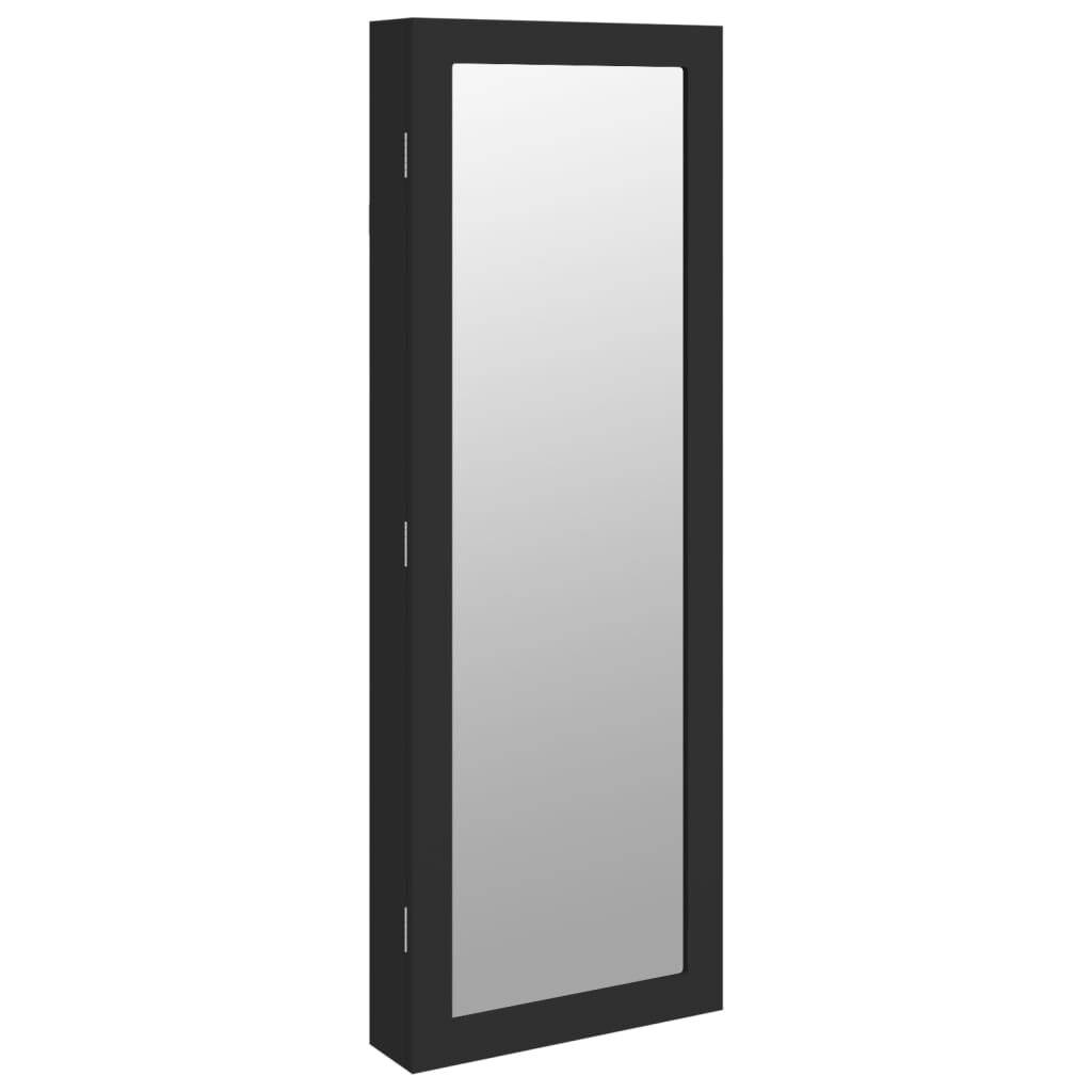 Schmuckschrank mit Spiegel Wandmontage Schwarz 37,5x10x106 cm-1