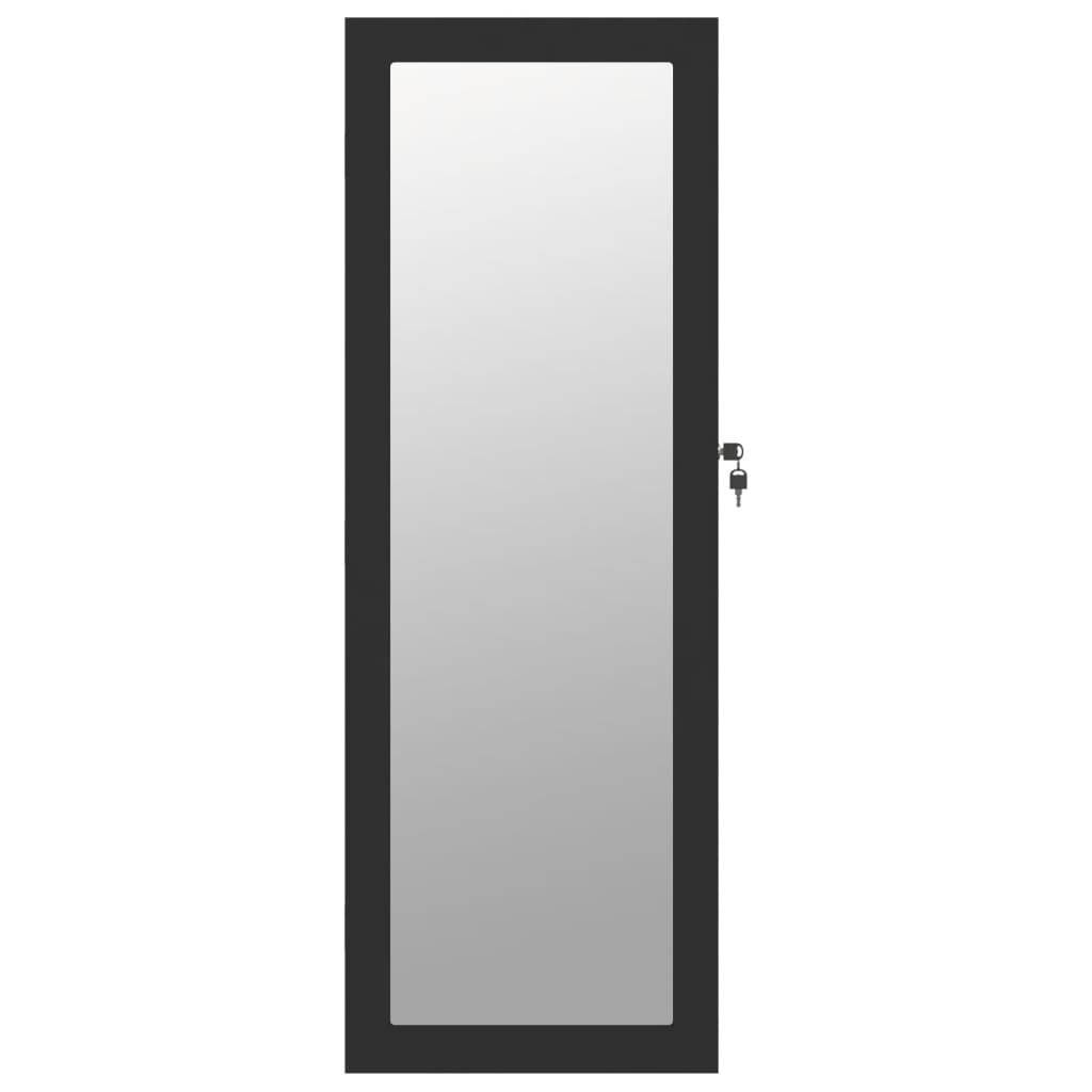 Schmuckschrank mit Spiegel Wandmontage Schwarz 37,5x10x106 cm-3