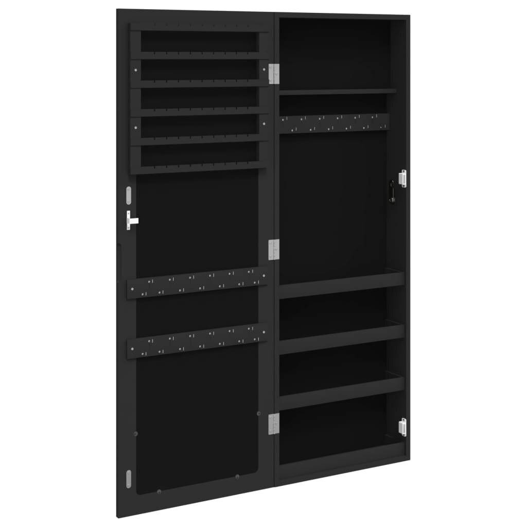 Schmuckschrank mit Spiegel Wandmontage Schwarz 37,5x10x106 cm-4