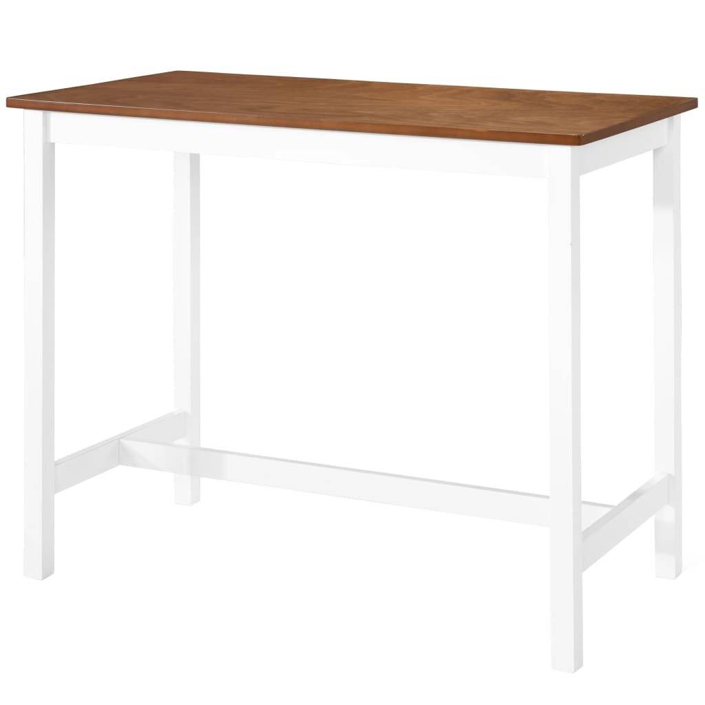 Bartisch mit Stühlen 5-tlg. Massivholz Braun und Weiß-2
