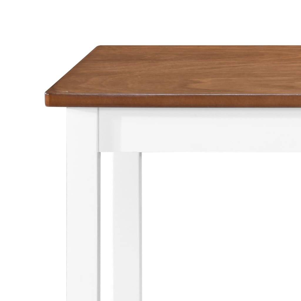 Bartisch mit Stühlen 5-tlg. Massivholz Braun und Weiß-3