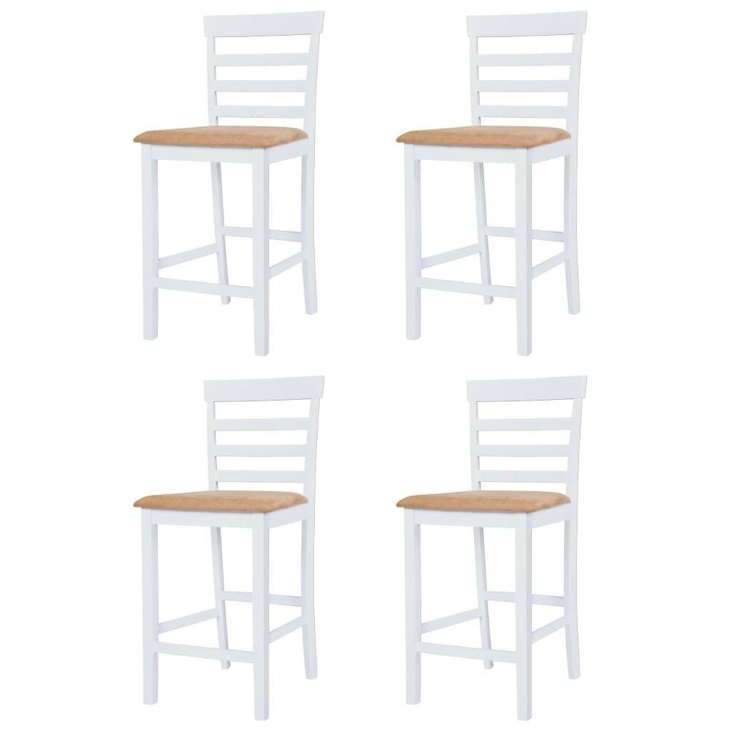Bartisch mit Stühlen 5-tlg. Massivholz Braun und Weiß-4