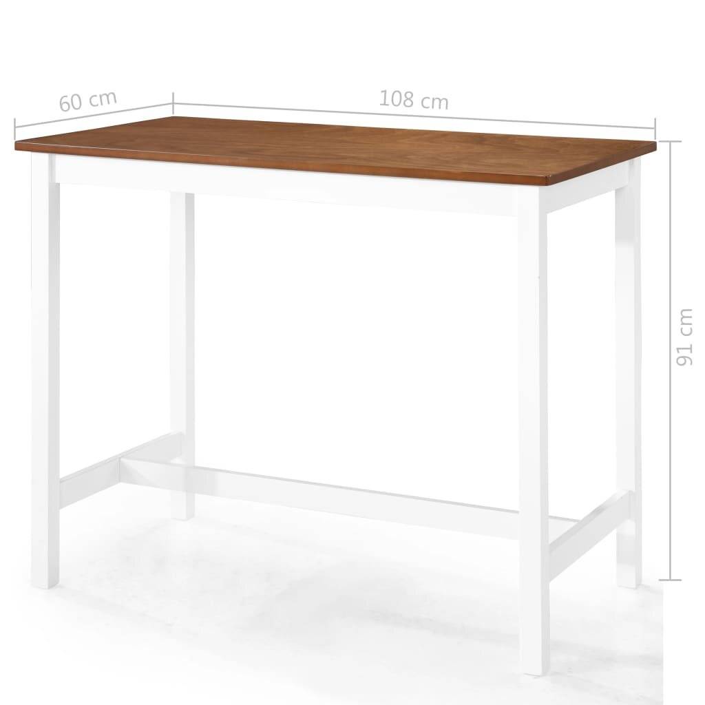 Symbolbild für Bartisch mit Stühlen 5-tlg. Massivholz Braun und Weiß