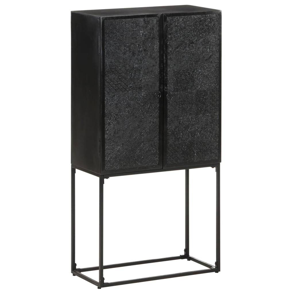 Sideboard Schwarz 60x30x120 cm Massivholz Akazie und Mango-0