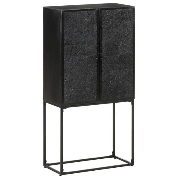 Sideboard Schwarz 60x30x120 cm Massivholz Akazie und Mango