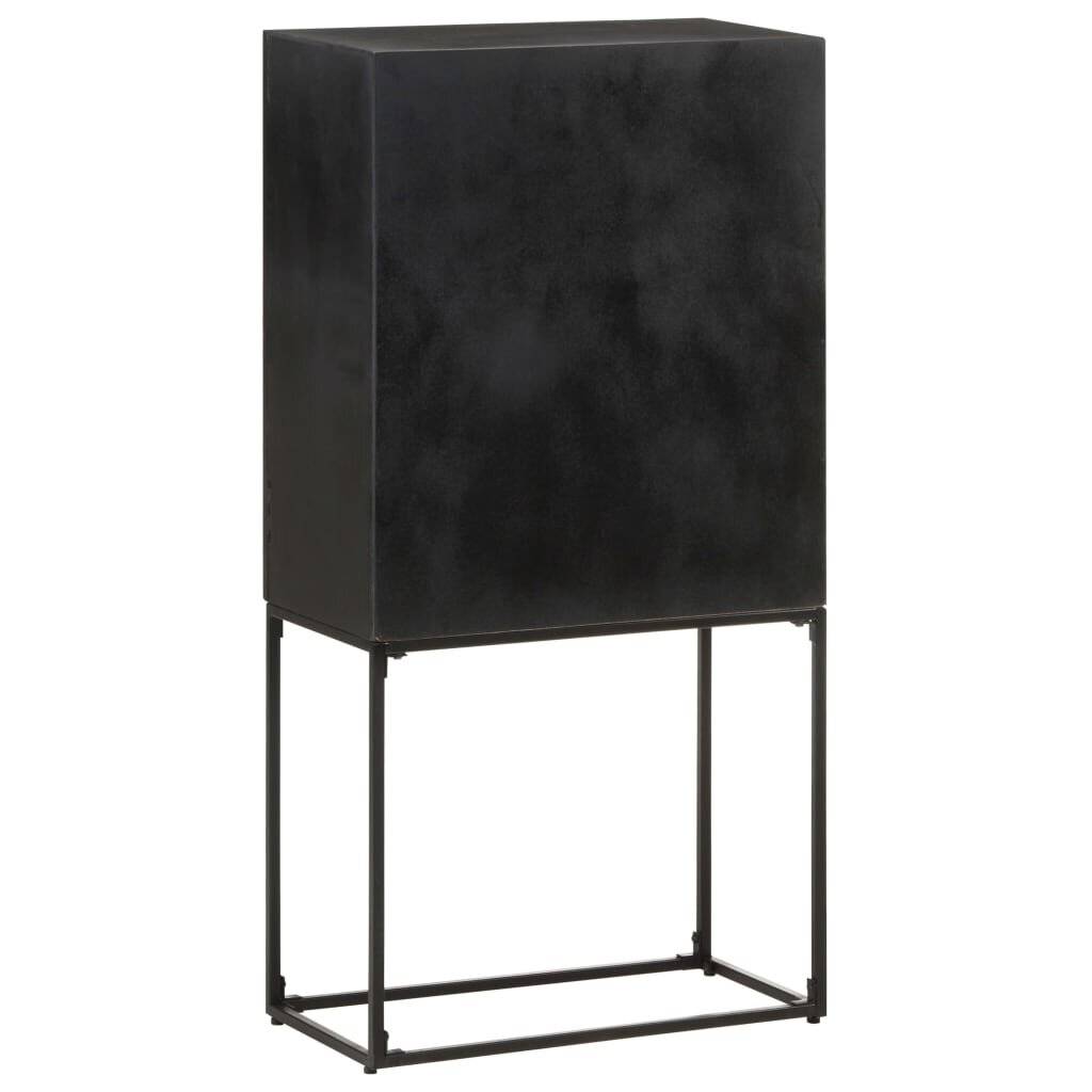 Sideboard Schwarz 60x30x120 cm Massivholz Akazie und Mango-4