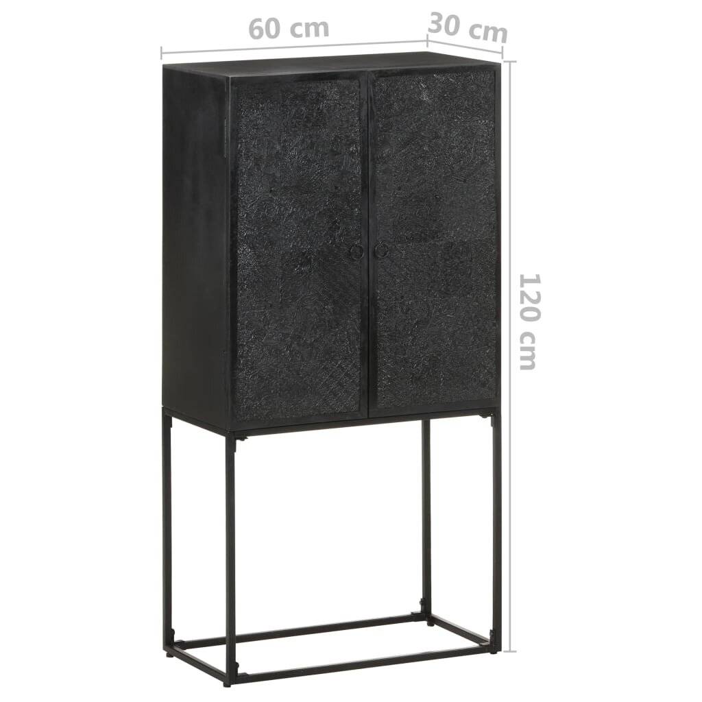 Symbolbild für Sideboard Schwarz 60x30x120 cm Massivholz Akazie und Mango