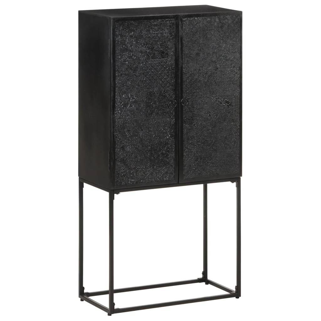 Symbolbild für Sideboard Schwarz 60x30x120 cm Massivholz Akazie und Mango