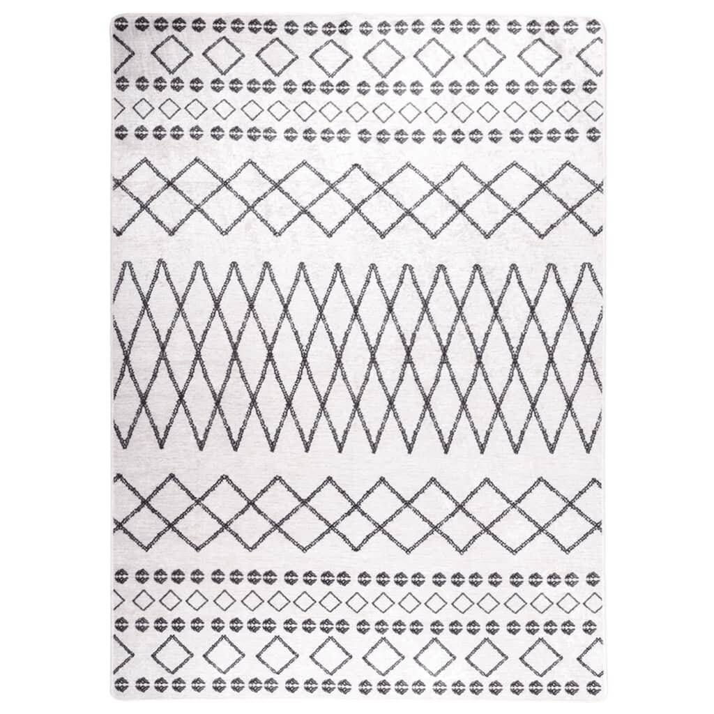 Teppich Waschbar Schwarz und Weiß 120x170 cm Rutschfest-0