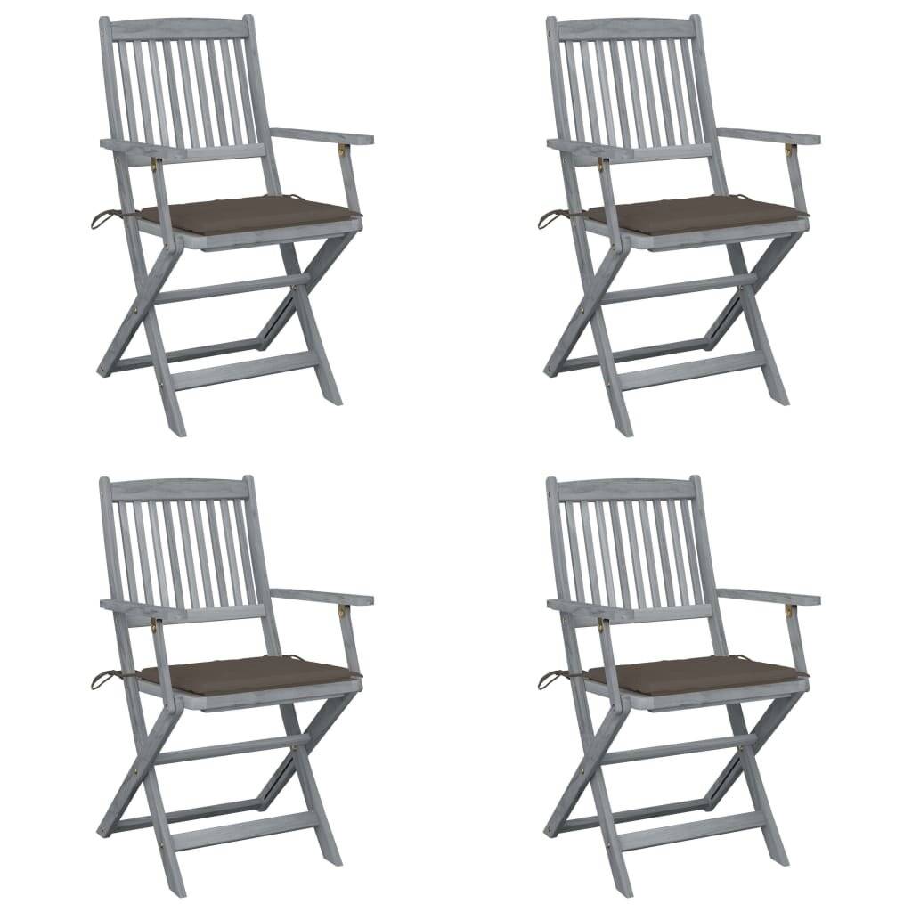 Klappbare Gartenstühle 4 Stk. mit Sitzkissen Massivholz Akazie-0