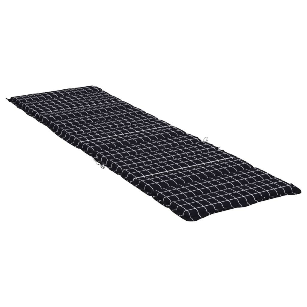 Sonnenliegen-Auflage Schwarz Karomuster Oxford-Gewebe-3