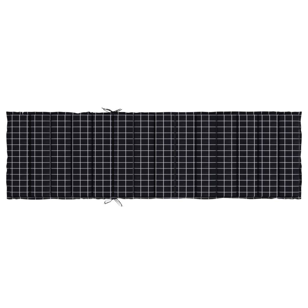Sonnenliegen-Auflage Schwarz Karomuster Oxford-Gewebe-2