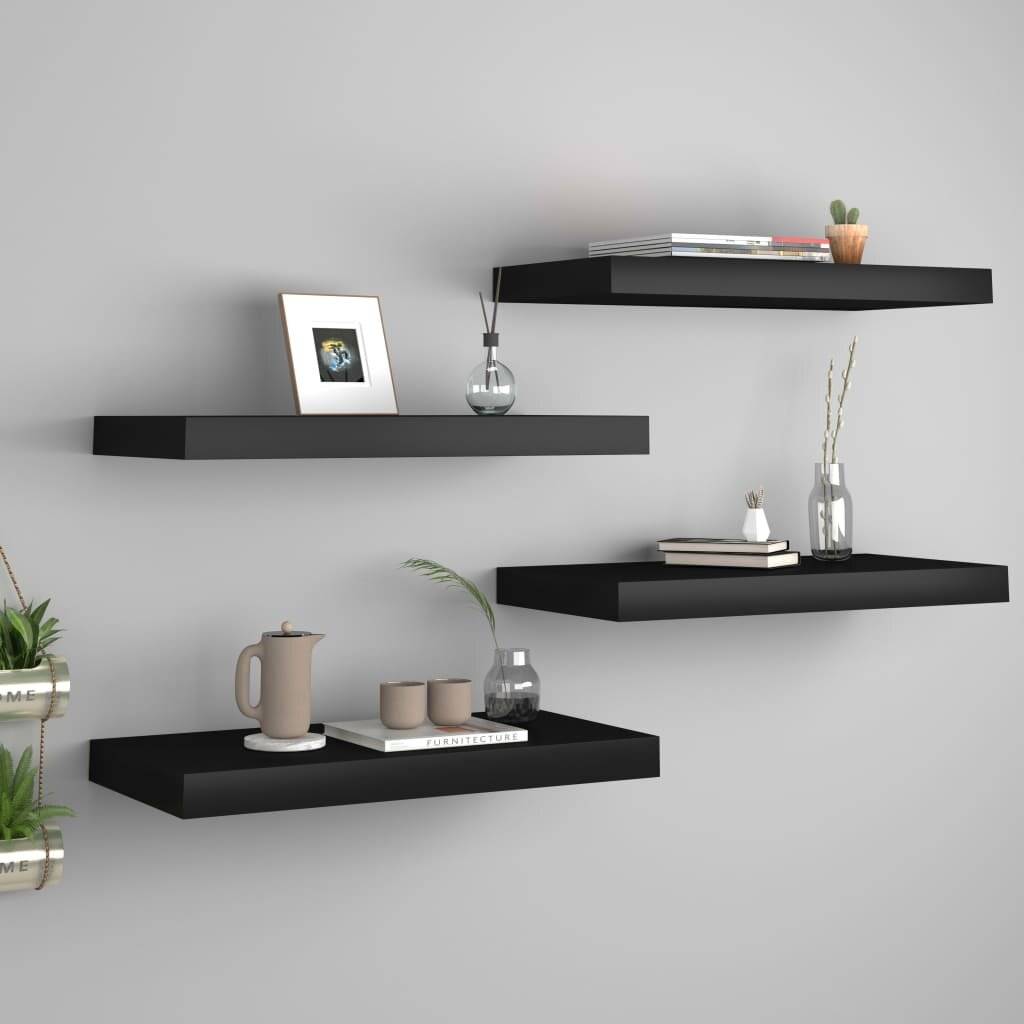 Schwebende Wandregale 4 Stk. Schwarz 50x23x3,8cm MDF-0