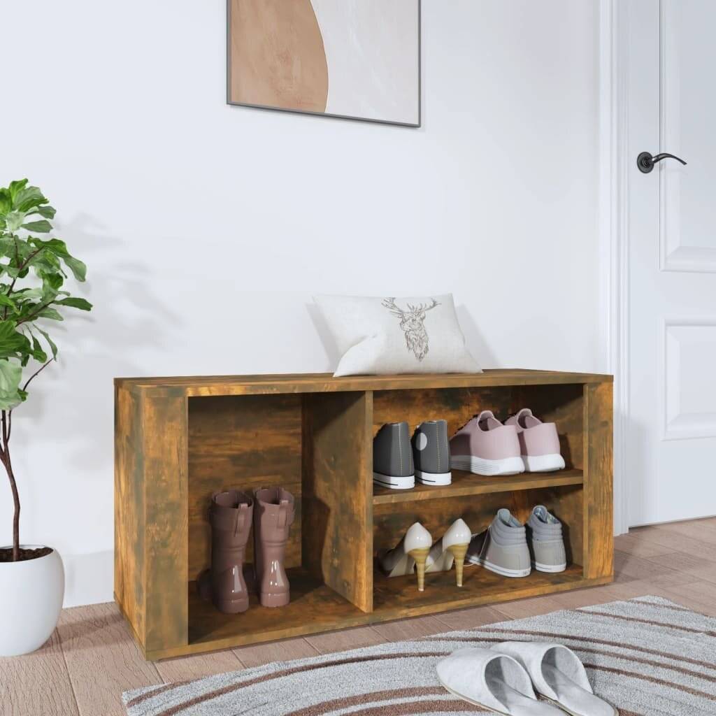 Schuhregal Räuchereiche 100x35x45 cm Holzwerkstoff-0