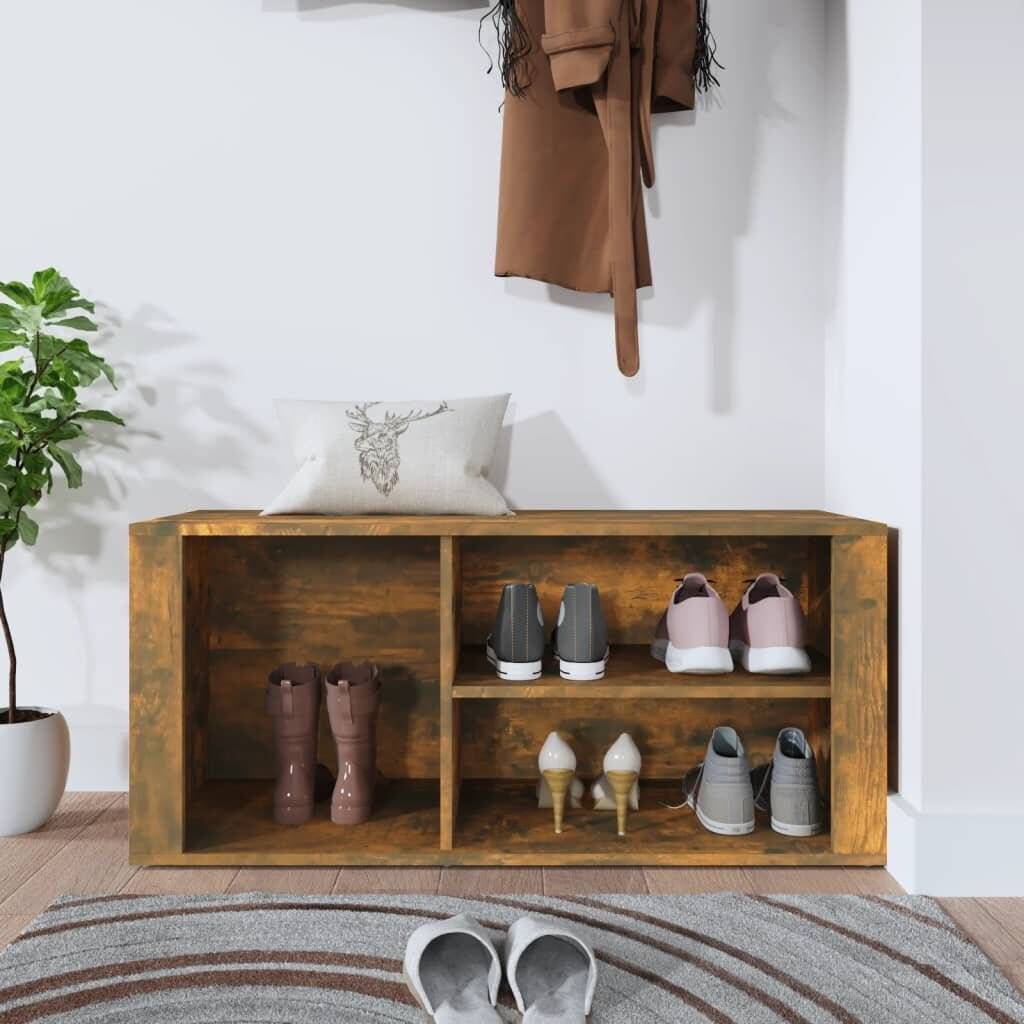 Schuhregal Räuchereiche 100x35x45 cm Holzwerkstoff-2