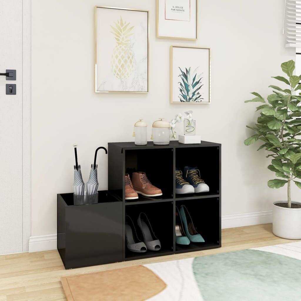 Flur-Schuhschrank Hochglanz-Grau 105x35,5x70 cm Holzwerkstoff-2