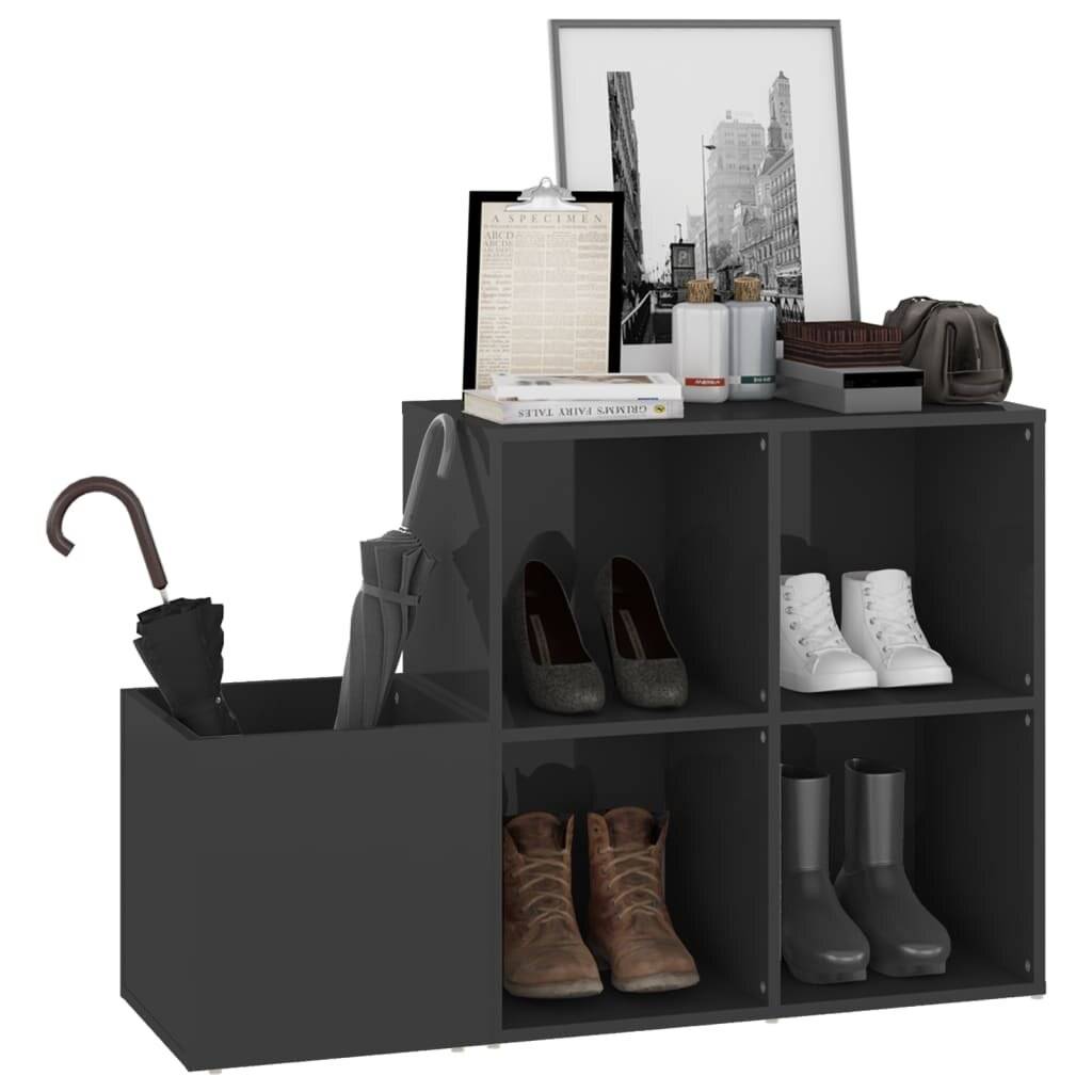 Flur-Schuhschrank Hochglanz-Grau 105x35,5x70 cm Holzwerkstoff-3