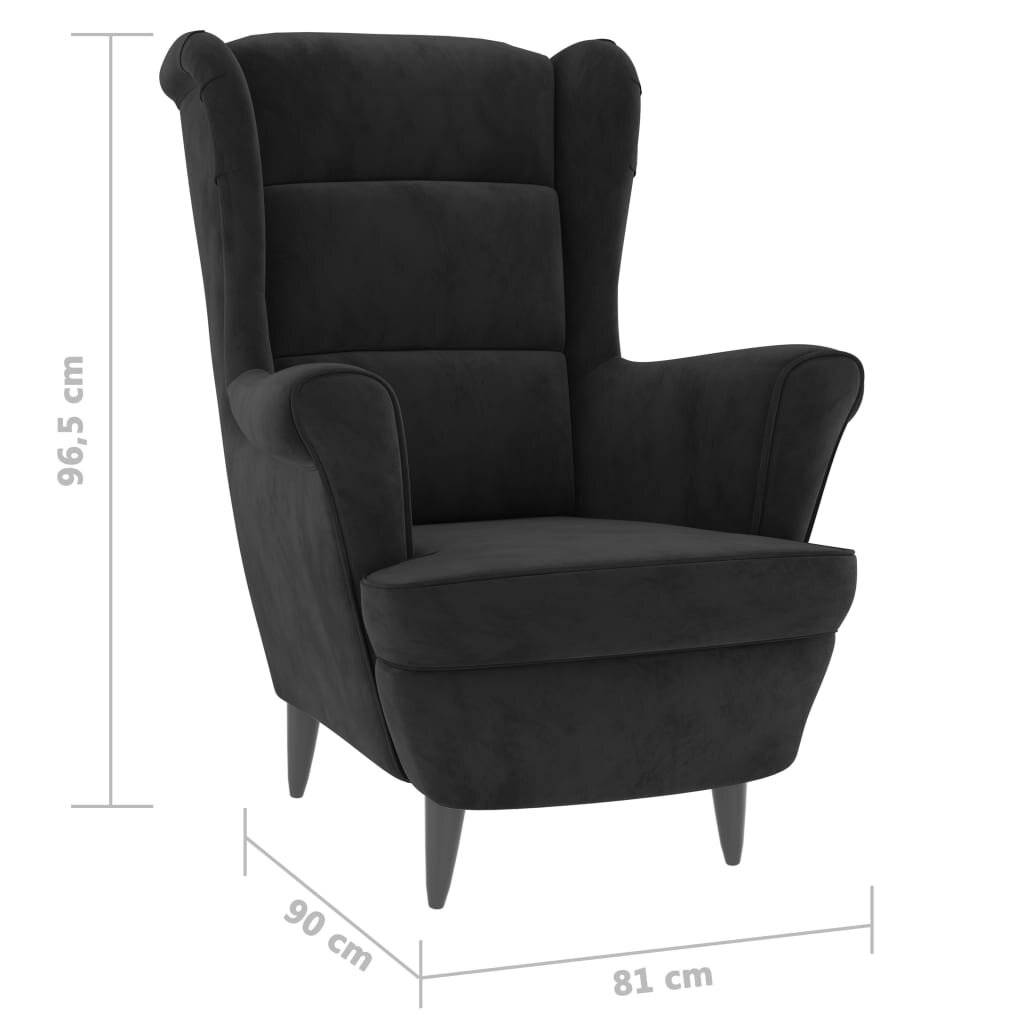 VidaXL Sessel Schwarz Samt Sperrholzrahmen 96,5 cm Polyesterbezug-6