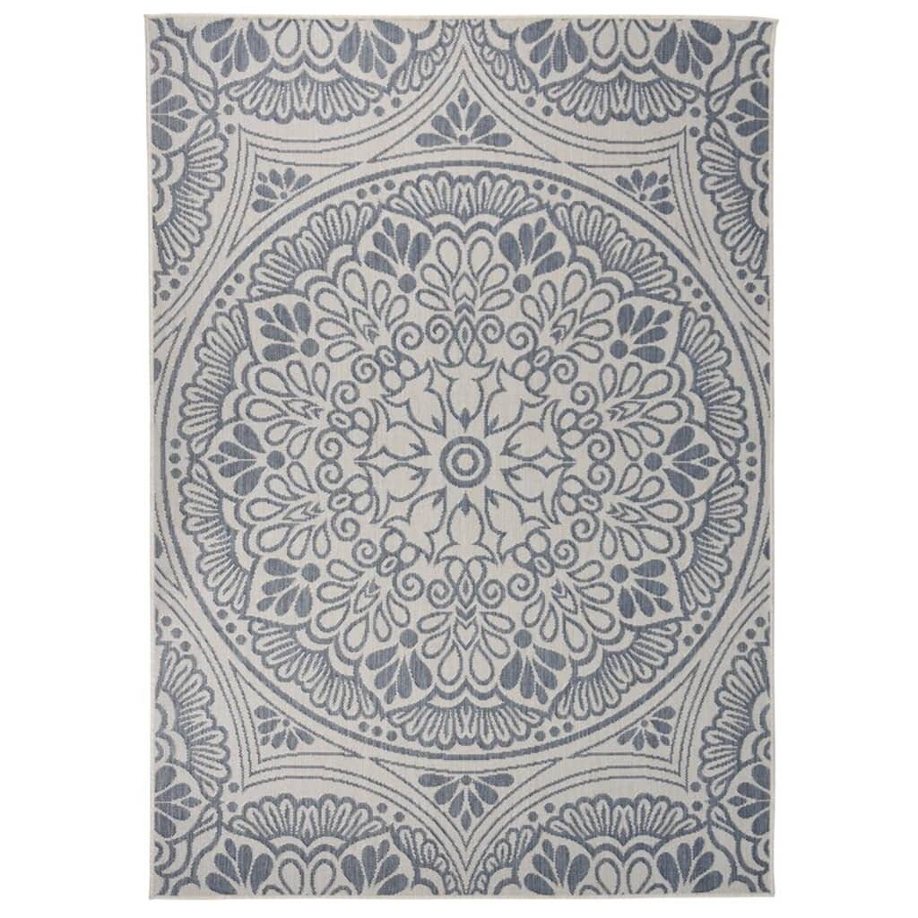 Outdoor-Teppich Flachgewebe 120x170 cm Blaues Muster-0