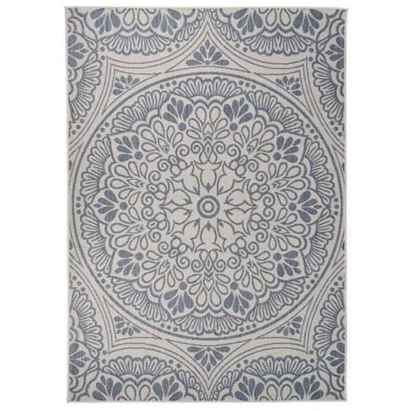 Outdoor-Teppich Flachgewebe 120x170 cm Blaues Muster