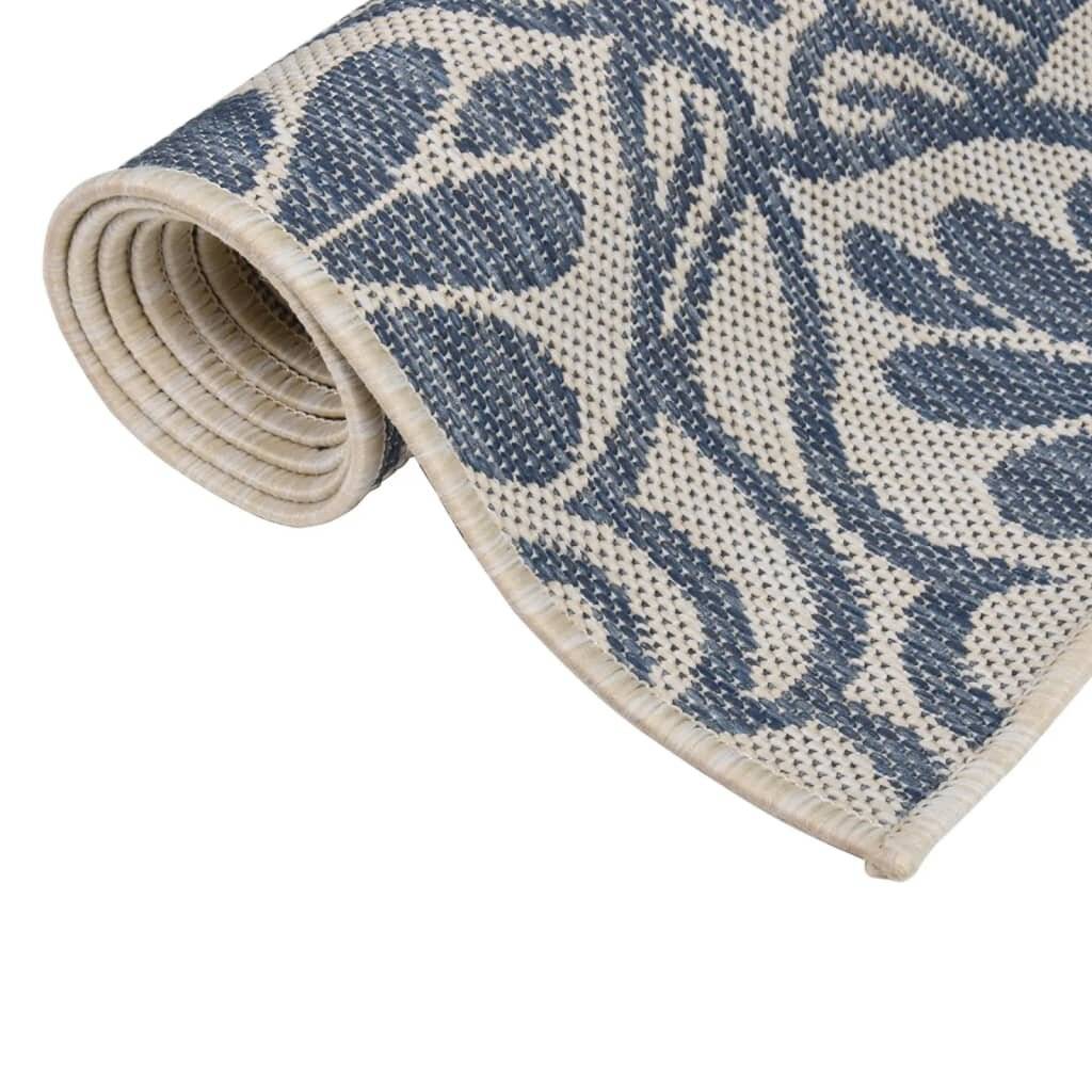 Outdoor-Teppich Flachgewebe 120x170 cm Blaues Muster-2