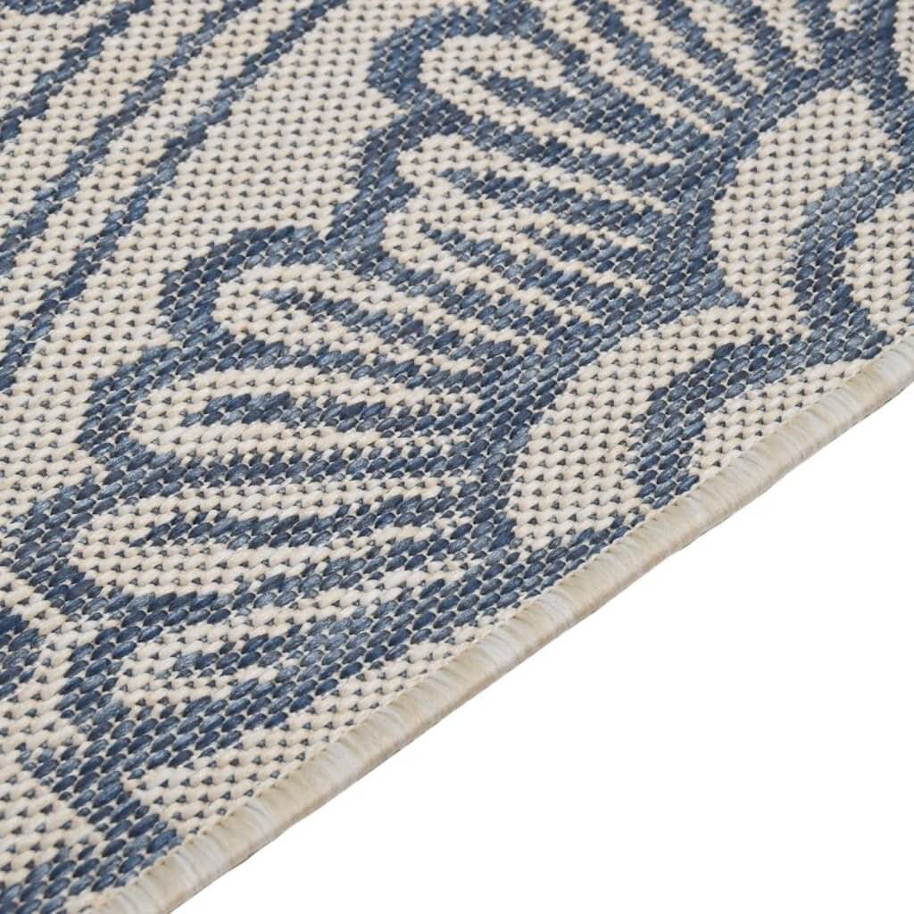 Outdoor-Teppich Flachgewebe 120x170 cm Blaues Muster-3