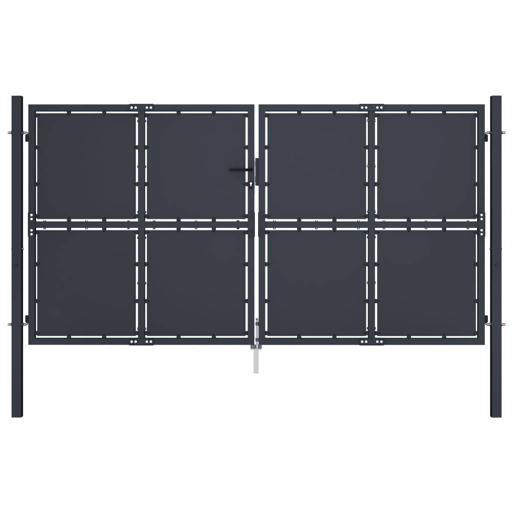 Gartentor Stahl 300 x 175 cm Anthrazit-0